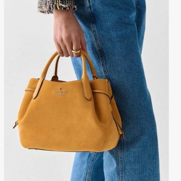 Kate spade New York Small Suede Dumpling bag in Squash Blossom - Picture 2 of 7